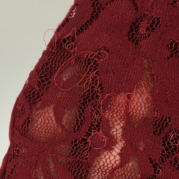 Torrid Dark Red Studio Knit Lace Babydoll Blouse 0 - Picture 4 of 8